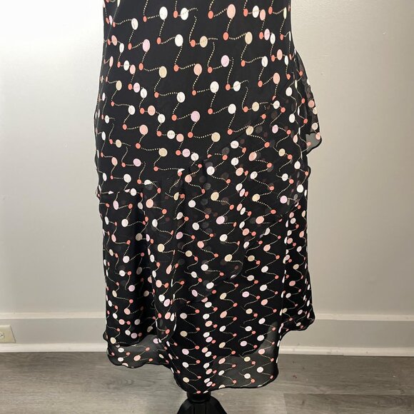 Le Pink Black Pink Polka Dots Asymmetrical Strap Neck Sleeveless Dress 10 NWT - Picture 10 of 12